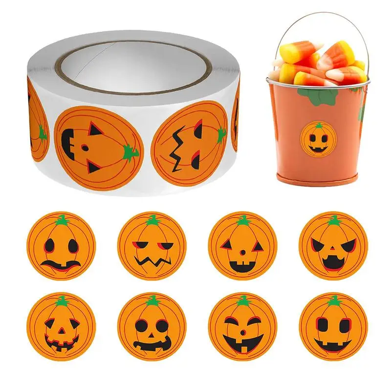 Halloween Pumpkin Sticker Pumpkin Witch Castle Bat Zombie Spooky Cartoon Halloween Sealing Stickers Round Seal Label Stickers