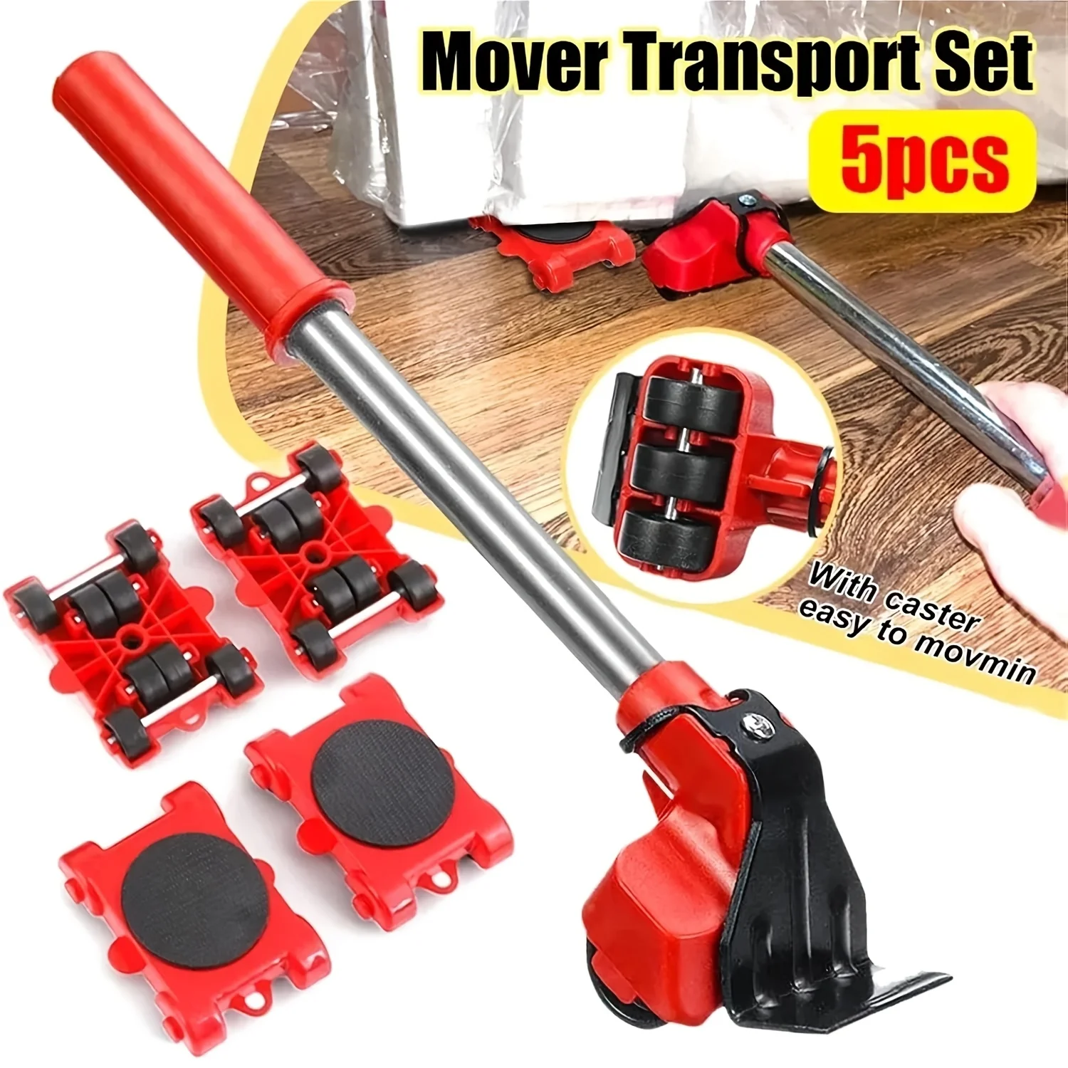 Heavy Duty Furniture Mover Set - 5/8pcs Multipurpose Roller Sliders for Effortless Lifting & Moving, Hardwood Floor Protector
