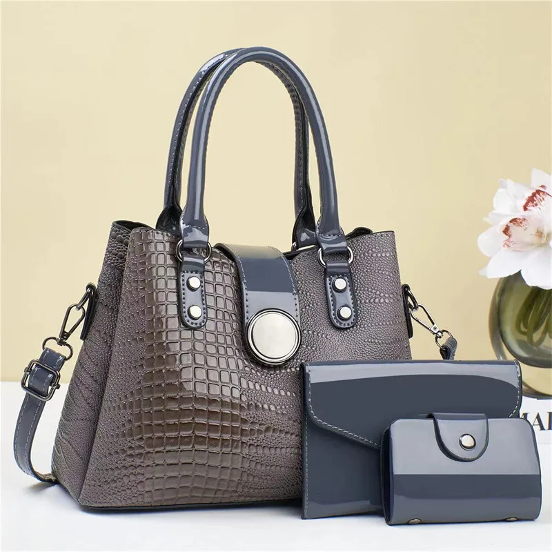 2024 summer new women's bag fashion alligator pattern women's bag large capacity shoulder messenger bag texture handbag set