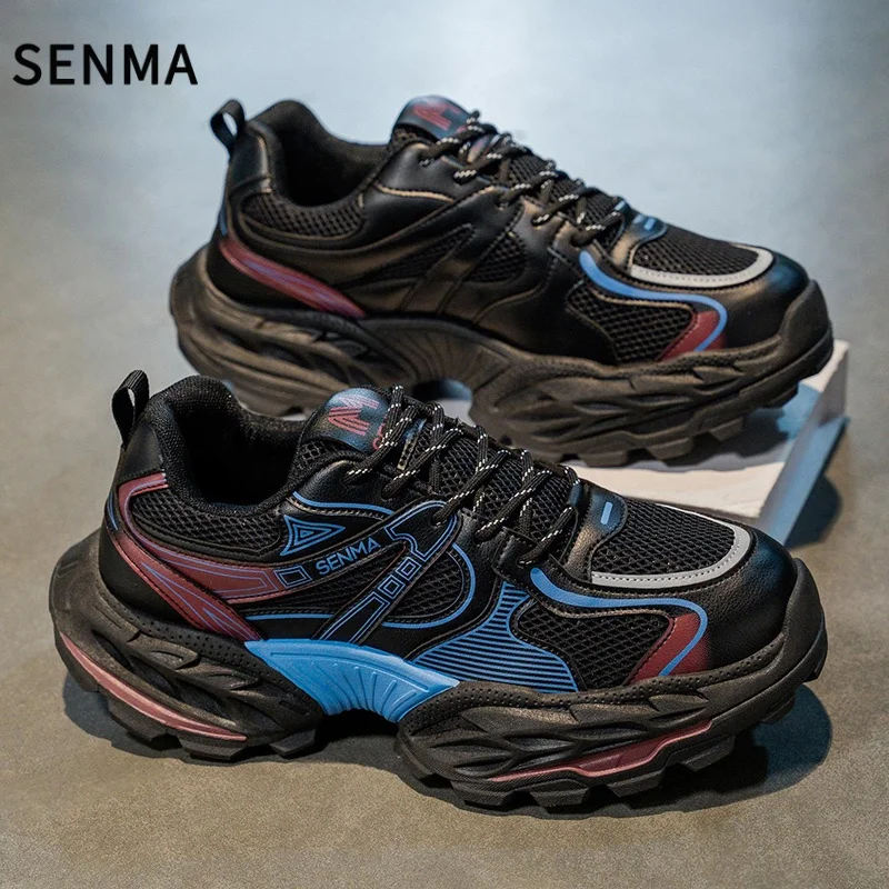 أحذية SENMA الرجالية مصممة للأب، أحذية رياضية كاجوال شبكية قابلة للتنفس، أحذية رياضية مكتنزة للرجال، أحذية ركض خارجية سميكة القاع