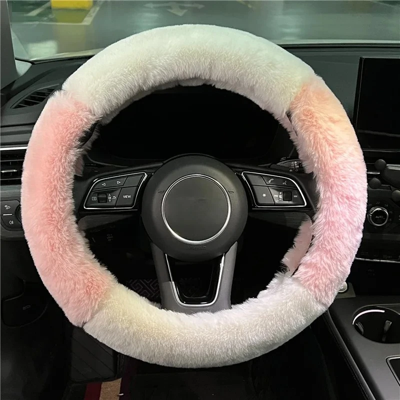 

Plush Car steering wheel cover Comfort protective cover Cute decoration Winter plush warm anti-tick truck interior handle cover