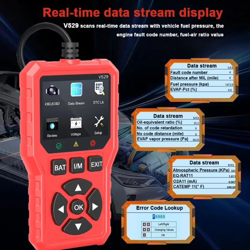 プロ仕様obd2スキャナー-リアルタイムデータ機器-エンジン検査用obdii診断コードリーダーツール