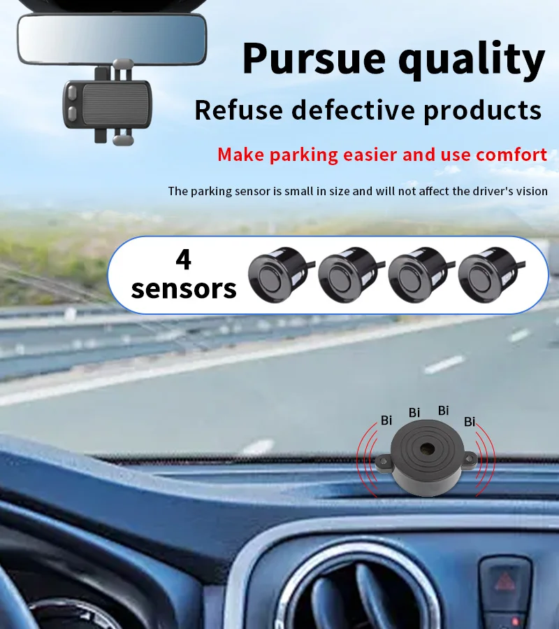 Rückfahrsensor-System mit 4 Wasserdichten Sensoren 22mm AHD/CVBS-Kompatible Anzeige Auto-Sicherheitsradar für Fahrzeuge, LKWs, Vans, Wohnmobile – Detail 9