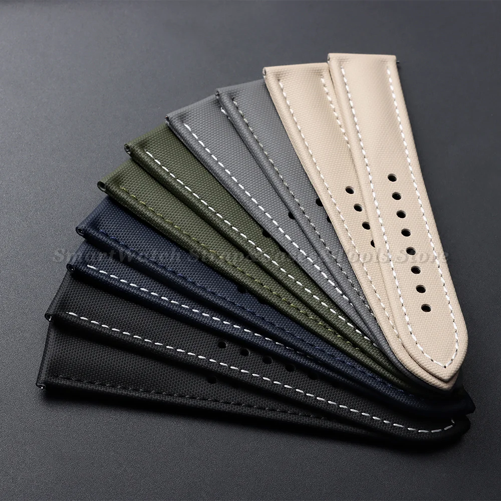18/19/20/21/22mm Business Segeltuch-Uhrenarmband für Omega mit Schmetterlingsverschluss, Wasserdichtes Armband für Seiko mit Schnellverschluss – Detail 8