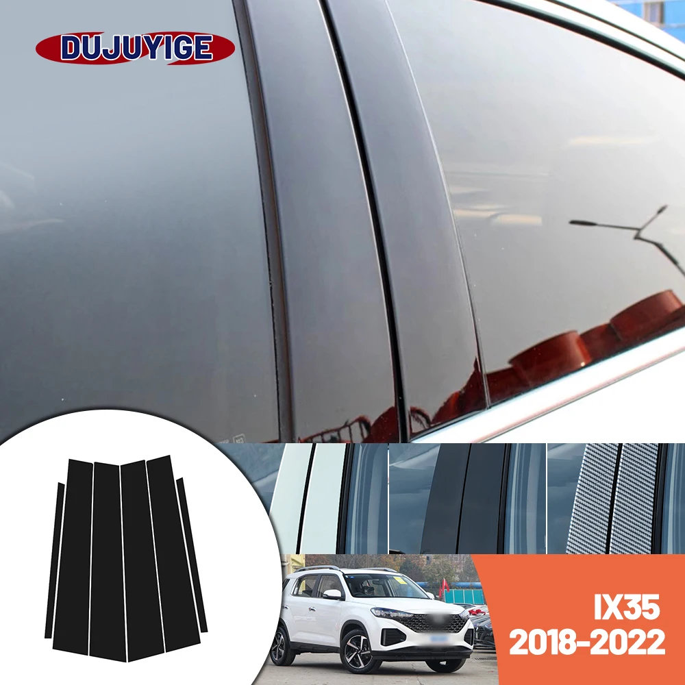 

Bright black carbon fiber door and window B C Pillar sticker suitable For Hyundai IX35 2018-2022 2019 2020 2021