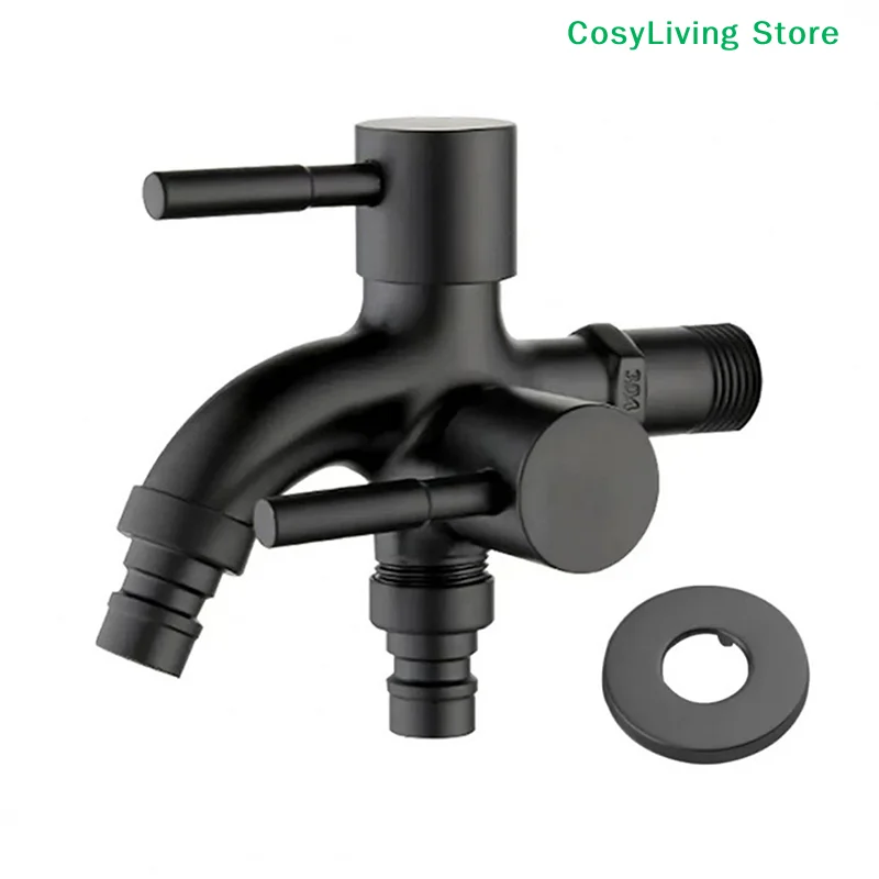 [CL]304 Stainless Steel Faucet One Into Two Out Multifunction Double-outlet Washing Machine Faucet Garden Sink Pool Faucet[CL]