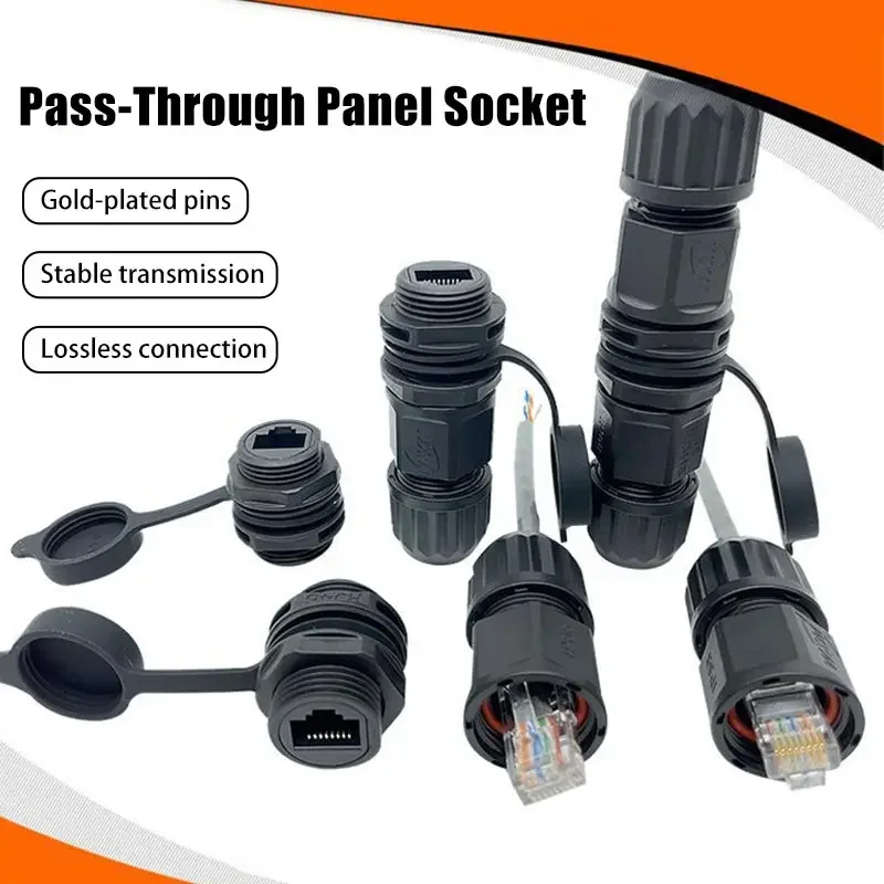 RJ45 Network Waterproof Connector 8P8C Straight Through Network Plug 1.5A 125V rj45 Data Communication Network Connectors IP68