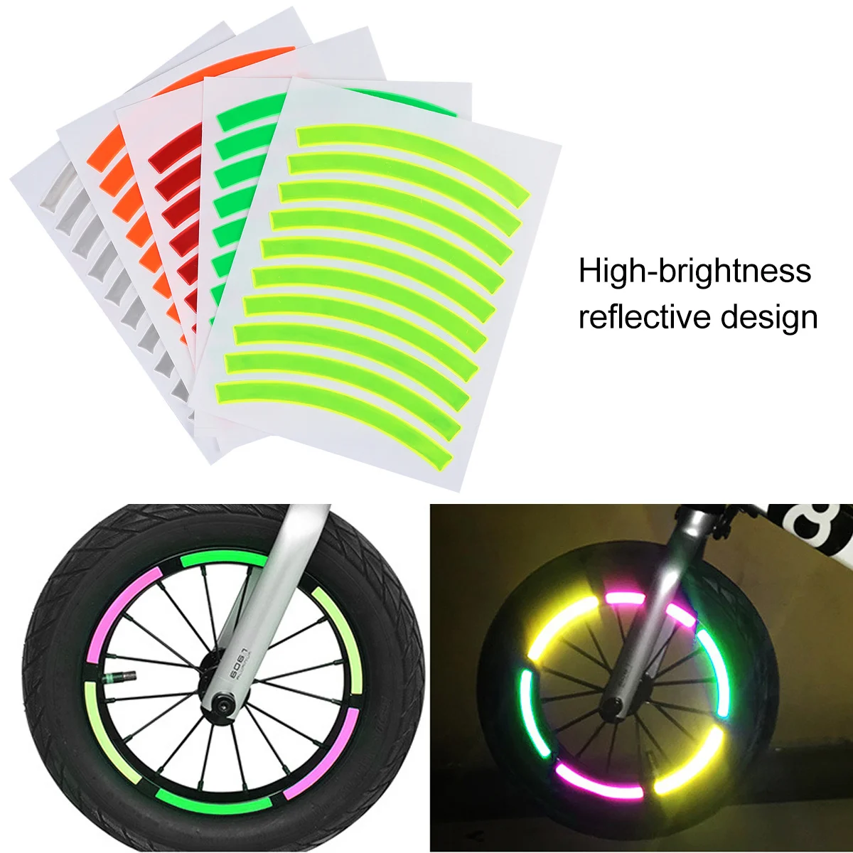 

5 pcs Reflective Stickers Bike Night Safety Waterproof Wear-Resistant Bendable No Residue Spoke Reflector Tape For Cycling