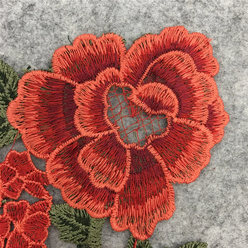 Ladies rose flower embroidery lace applique collar material sewing DIY clothing craft supplies accessories 1 pair for sale