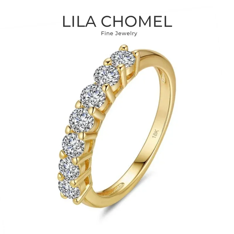 

Women Engagement 18K Gold Wedding Band Party 0.7CT Moissanite Diamond Girl Friend Valentine's Day Rings Daughter Birthday Gift