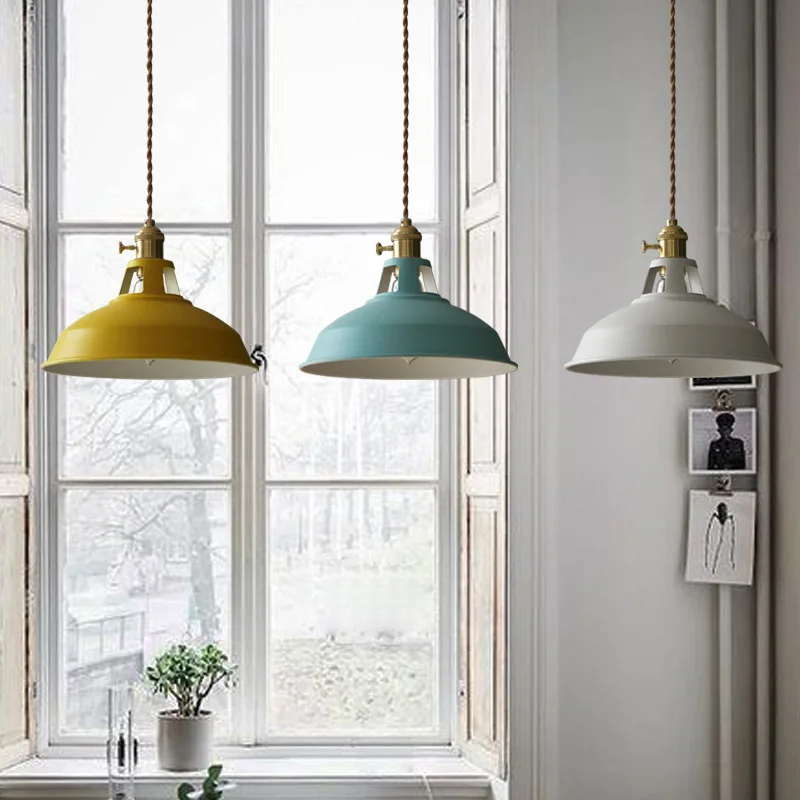 Industrial Colorful Pendant Light Loft Suspension Luminaire Restaurant Kitchen Hanging Light Chandelier Ceiling Lamp Decorative image 2