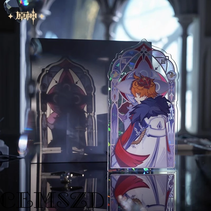 [حقيقية] لعبة ساخنة Genshin Impact FROST and FLAME Cosplay شفافة أكريليك واقفة أنيمي شخصية كرتونية سطح المكتب الحلي