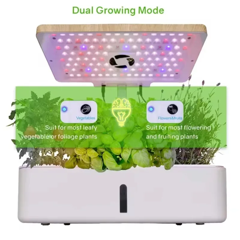 Smart Pots&Planters Kitchen Herb Garden Grow Lights Hydroponic Kit 12 Pods Self Watering Desktop Hydroponic System