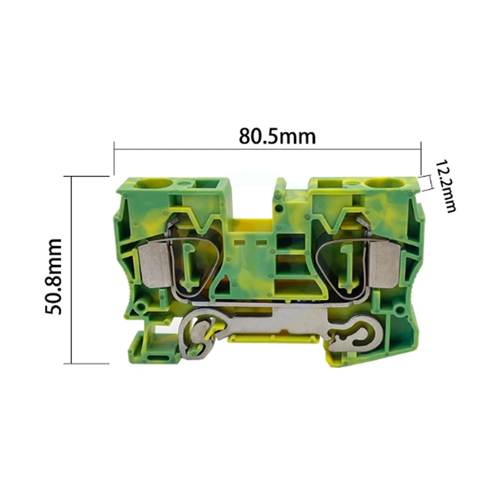 5 Pcs ST16-PE Yellow-Green Dual-Color Grounding Terminal Spring-Loaded Rail-Mounted Quick-Connect Block