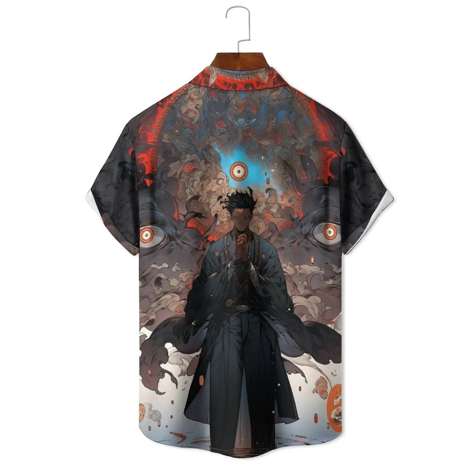 Men's/Women's Summer Relaxed Relaxed Breathable Multi-Color Irregular Oil Painting Comic Print Lapel Short-Sleeved Shirt