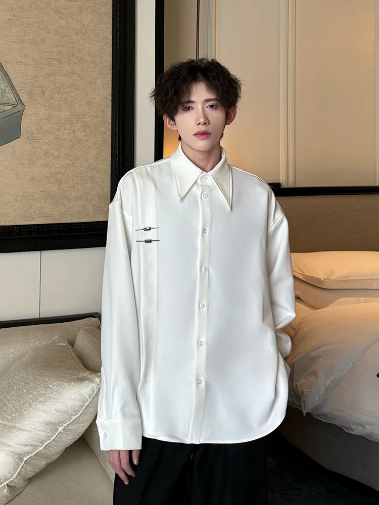 

Новая китайская мужская куртка-рубашка с длинным рукавом, приталенного кроя, с подплечниками, для весны и осени, модная повседневная одежда из полиэфирного волокна
