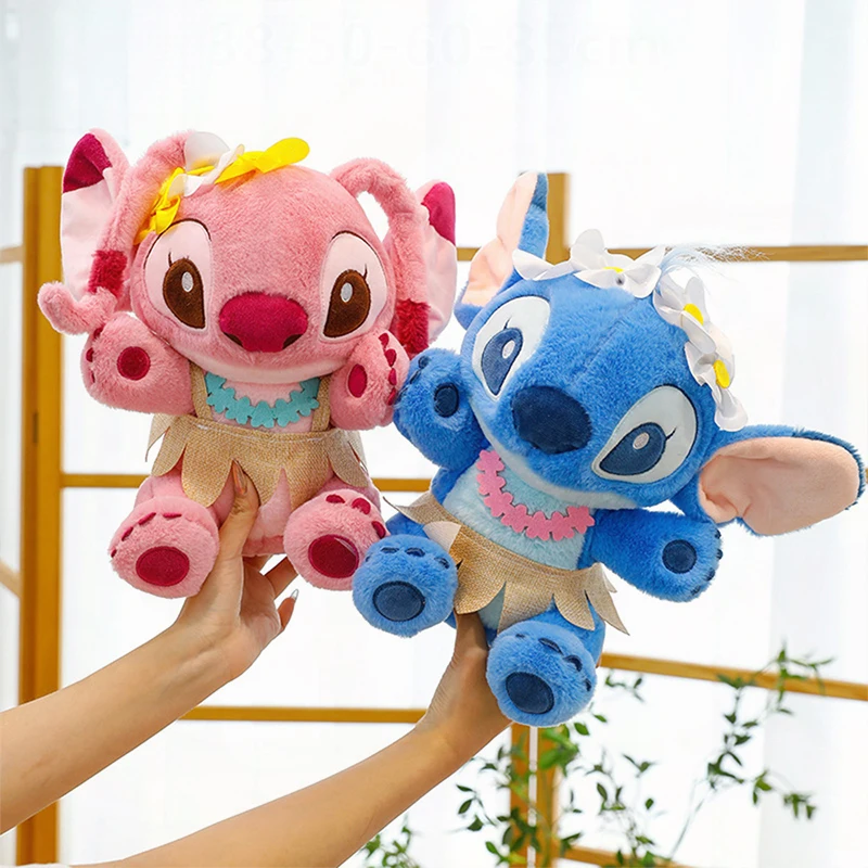 

Kawaii Stitch Plush Toy Stuffed Doll for Kids Birthday Xmas Gift Cute Lilo and Stitch Grass Skirt Vacation Plushie Pillow