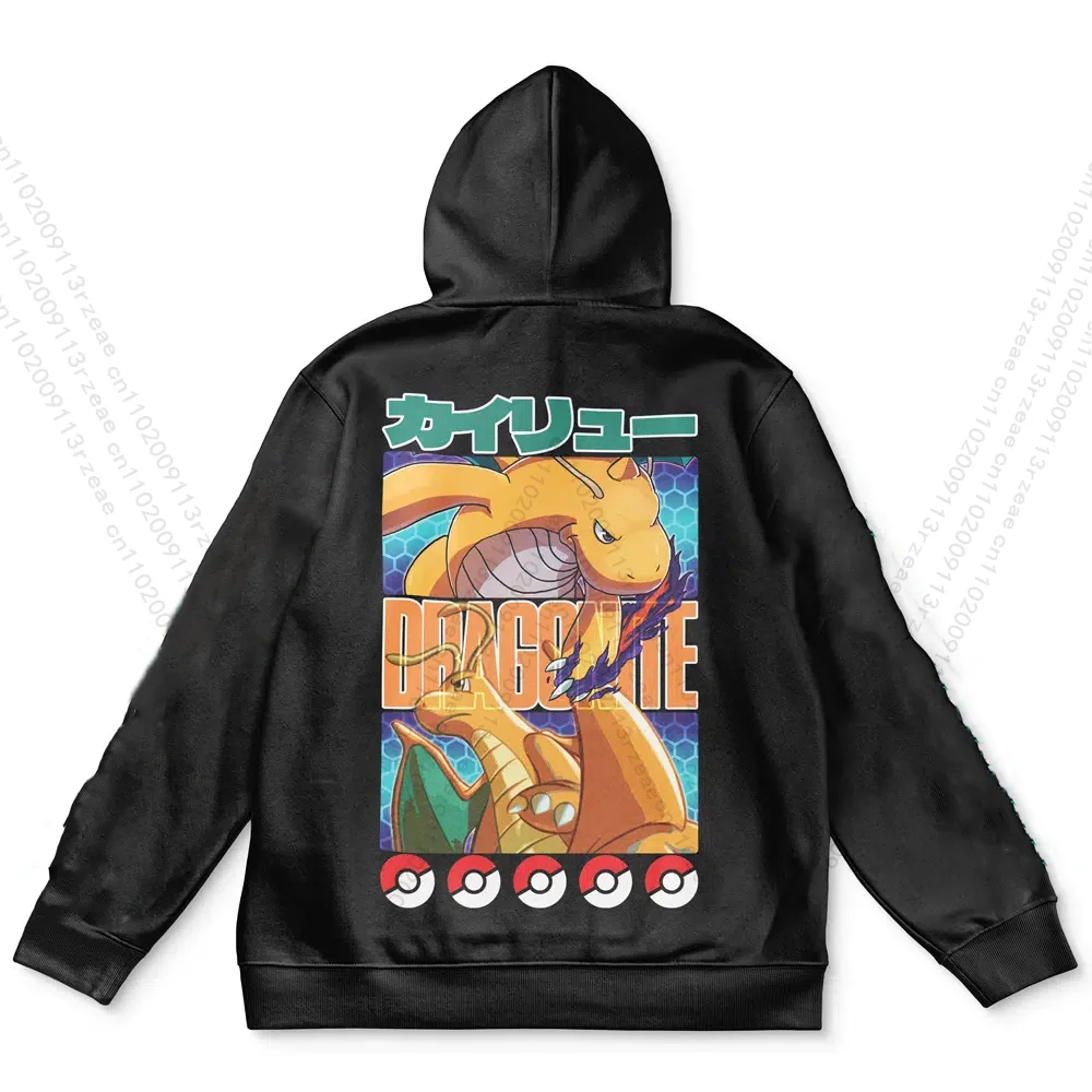 

Dragonite Pokemon узор хип-хоп уличная толстовка с капюшоном аниме мужской Y2K косплей костюм с принтом повседневный спортивный пуловер с героями мультфильмов толстовки