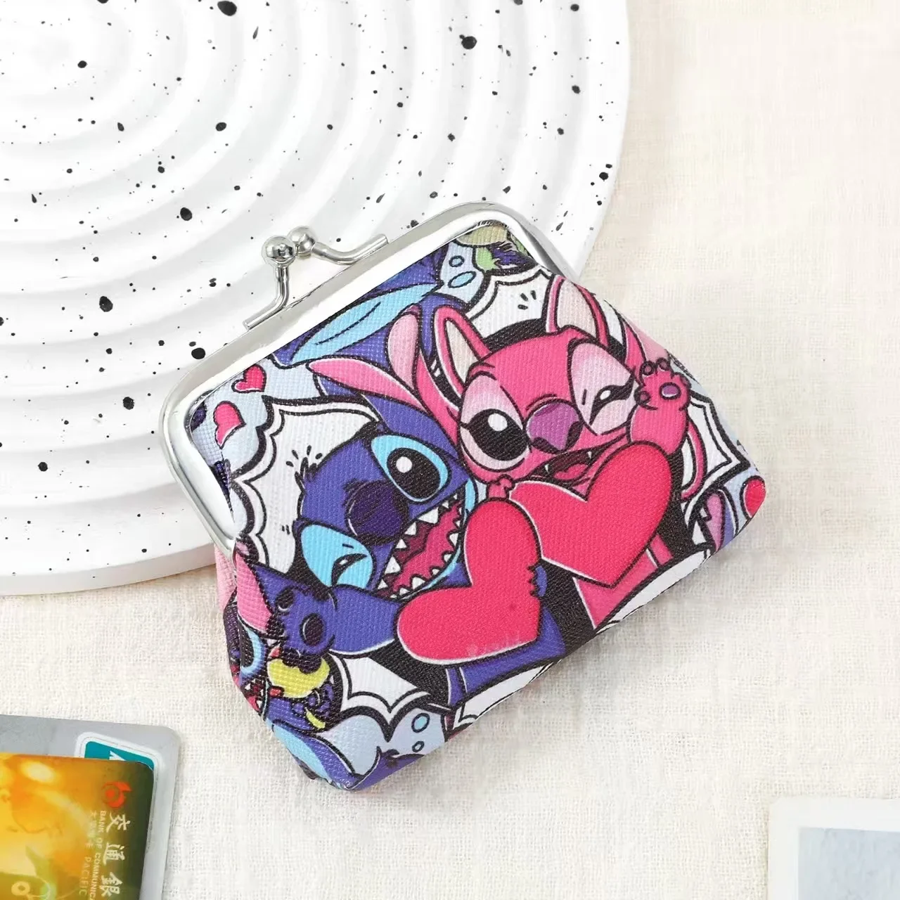 1pc Disney Stitch Cartoon Anime Coin Purse, Lilo & Stitch Cute Print Mini Wallet, Short Coin Storage Bag Clutch Bag Gifts