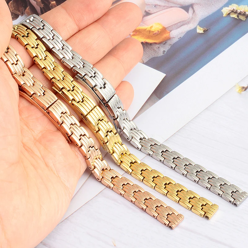 Small Size Watch Strap Rose Gold silvery 8MM 10MM 12MM 14MM For Women's Wrist Watch Bracelet For DW Replacement Watch Band