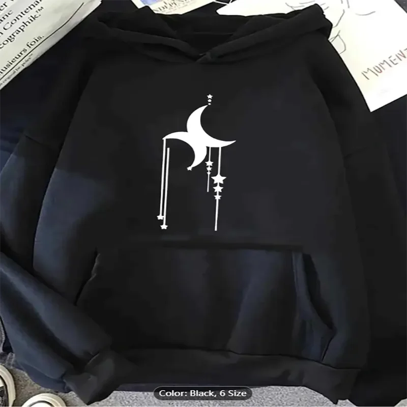 

Женская толстовка с капюшоном Moon Star Line Art Графический принт Повседневная негабаритная толстовка с капюшоном на шнурке для духовного стиля из чистого хлопка