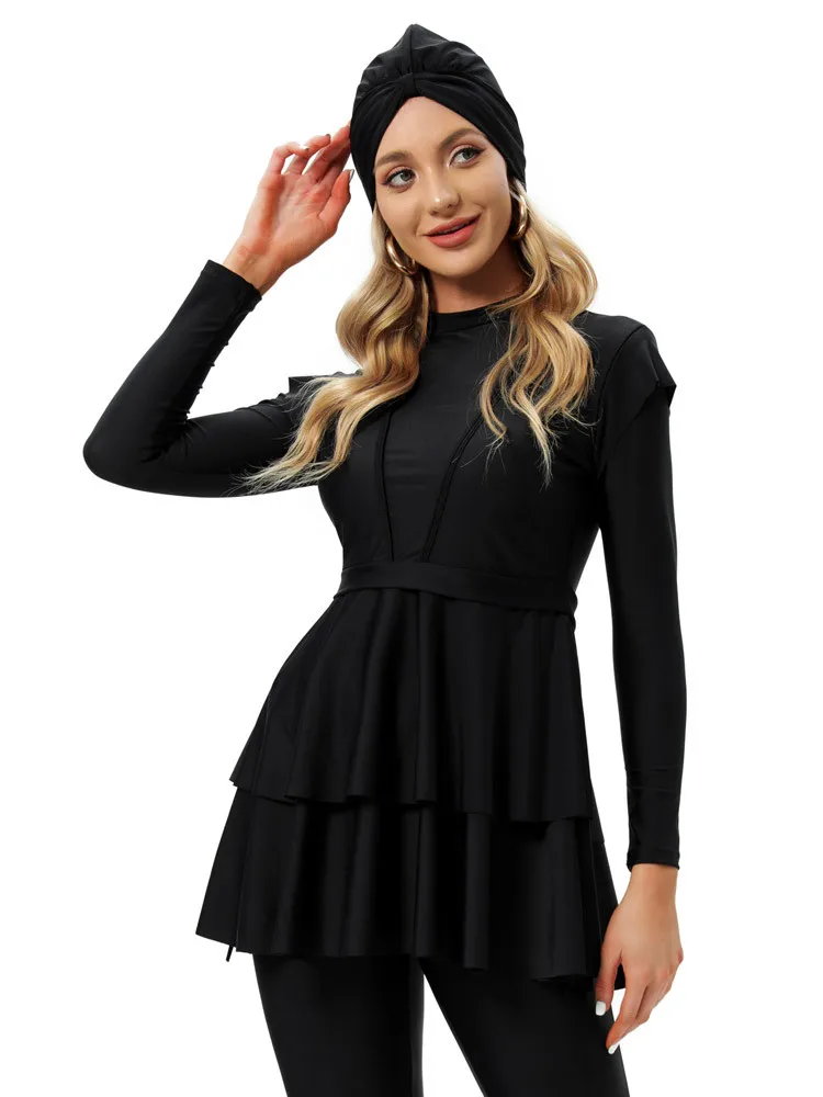 

2025 НОВЫЙ мусульманский купальник, консервативный купальник, исламский женский пляжный купальник, буркини с накладкой на грудь