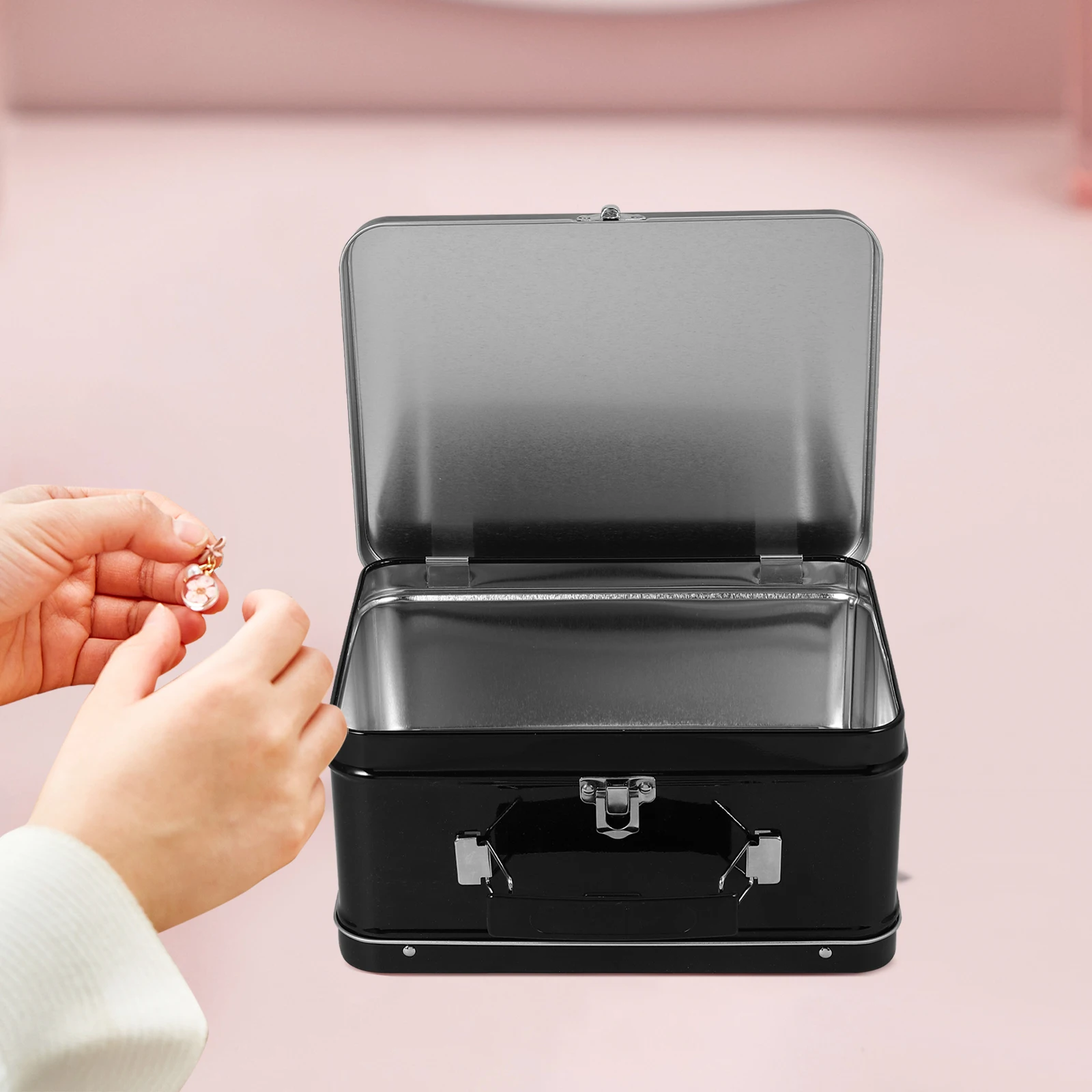 

Tinplate Box ganizer Multipurpose Storage Boxes Sundries Holder Jewelry Tin Box With H Keepsake Case