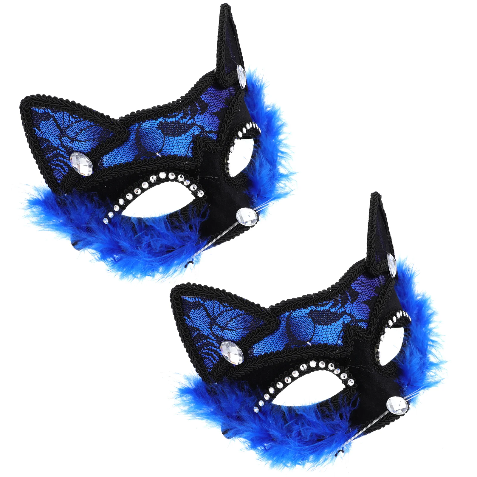 

2pcs Cat Face Masquerade Masks Luxury Costume Party Face Decoration for Halloween Carnival Women Men Universal Light