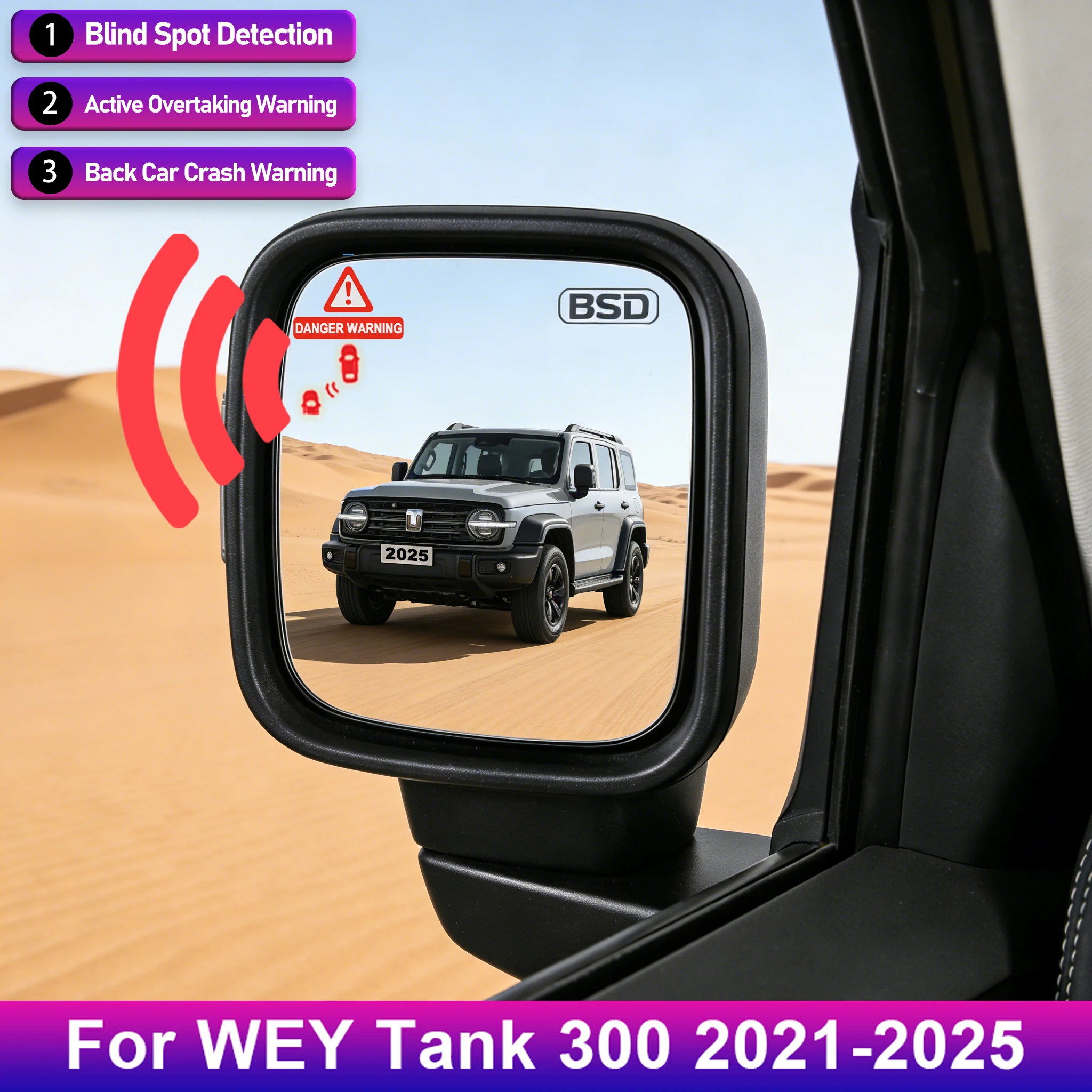 Sistema de Detección de Punto Ciego BSD BSM BSA para WEY Tank 300 2021 2022 2023 2024 2025, Advertencia de Punto Ciego, Espejo Retrovisor, Radar Trasero