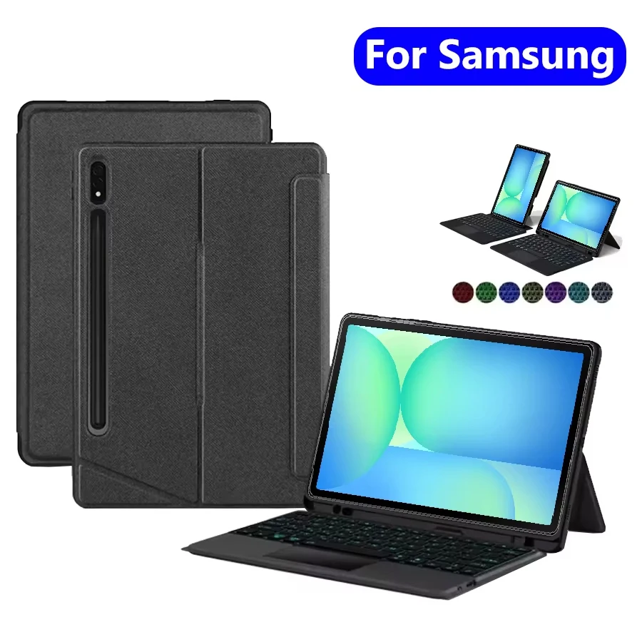 Detachable Keyboard Case For Samsung Galaxy Tab,Backlit Keyboard Cover For Galaxy Tab S9 FE/S10 FE 10.9'',A9 Plus/S7 S8 S9 11‘'