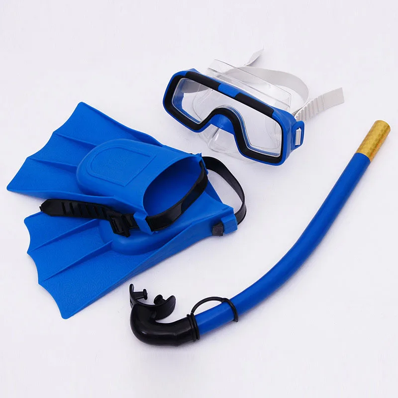 Children Diving Mask Snorkel Fins Set Dry Snorkel Underwater Snorkeling Swimming Panorama Anti-Leak Anti-Fog Goggles Accessory