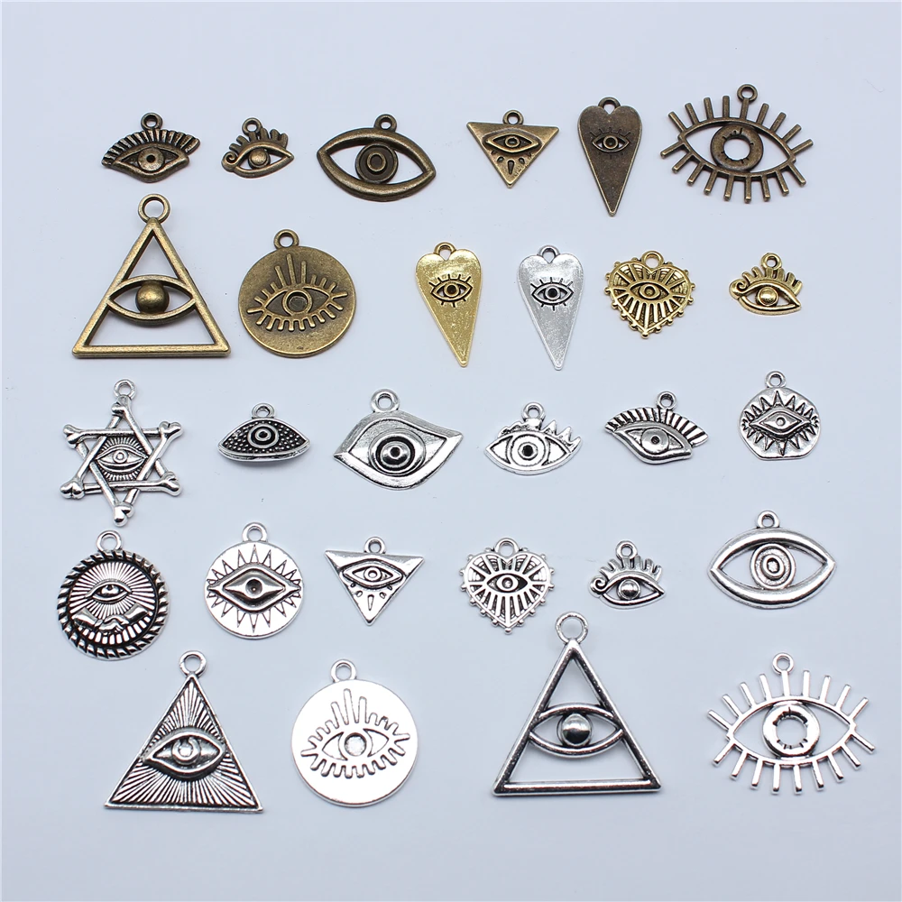 20 Stück Hexe Evil Eye Charms Anhänger für Schmuckherstellung DIY Handwerk Herstellung von handgefertigten tibetischen Schmuckstücken