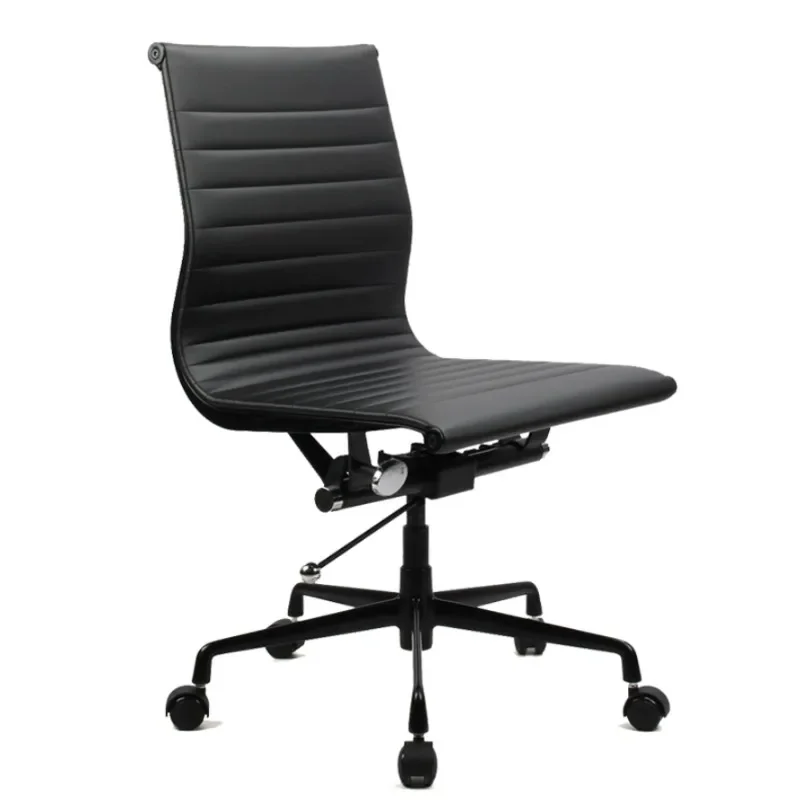 Minimalist Leather Backrest Office Chair Sturdy Durable Arched Computer Chair Fixed Foot Conference for Living Room Bedroom