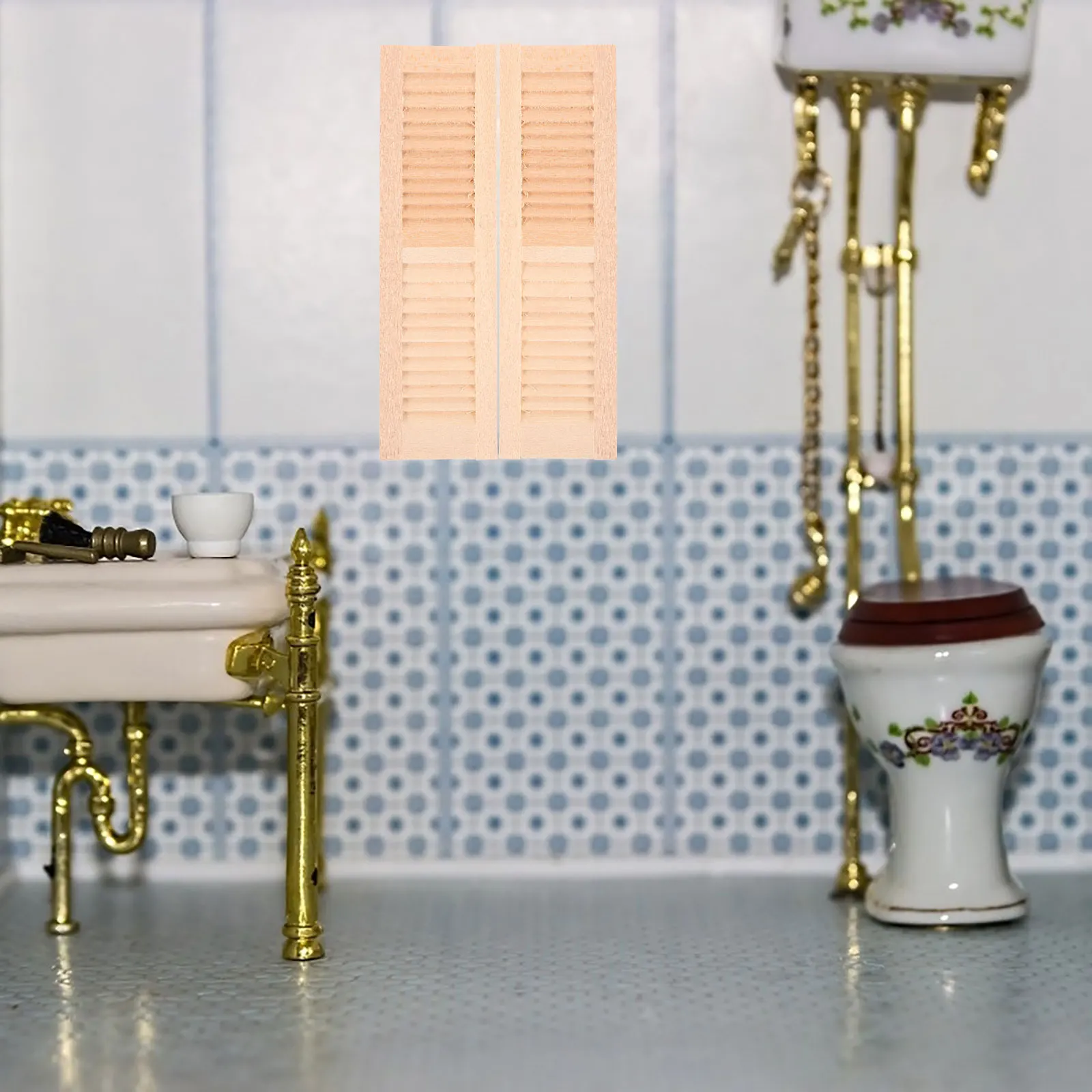 

2pcs Wooden Miniature Furniture Decors Decorative Pretend Play For Mini House Home Decoration Diy Tiny Shutters Desktop