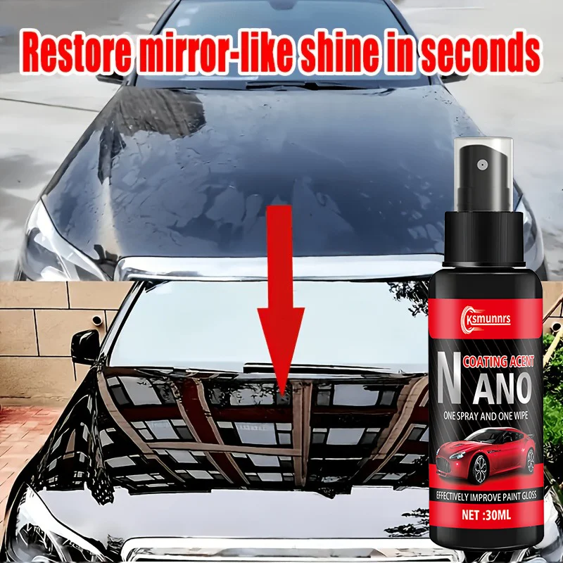Car Paint Crystal Coating Spray, Paint Surface Brightening and Repairing Agent, Single-Layer Application, Quickly Enhances Gloss