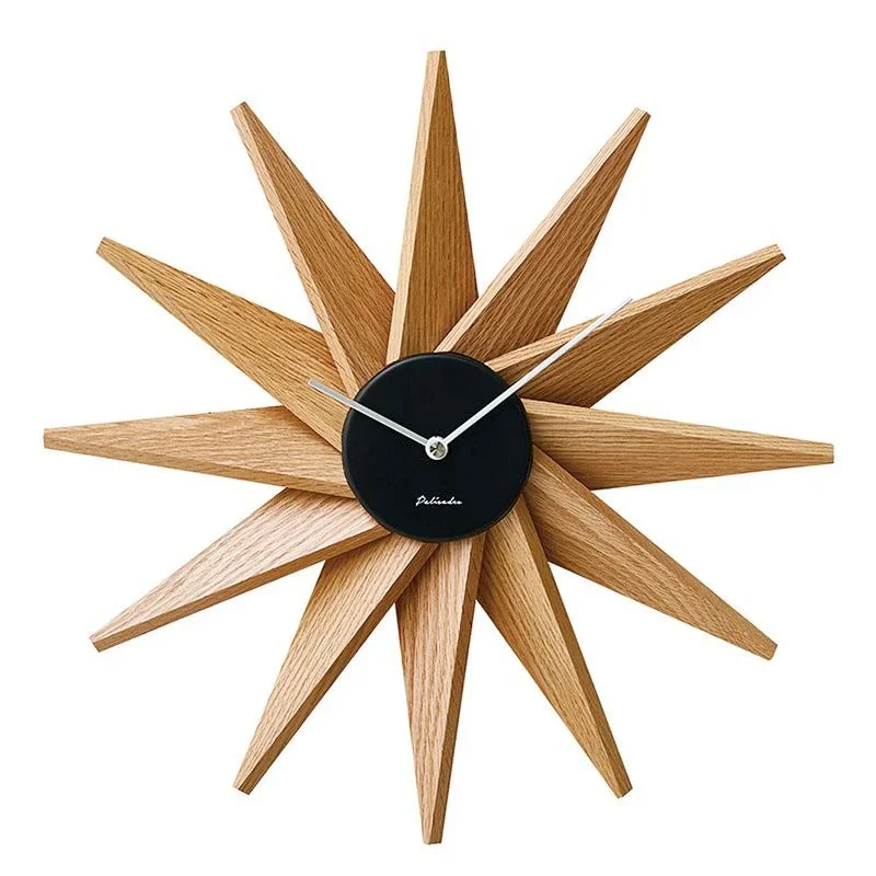 

Wood Petal Shape Wall Clock Single Side Watches Interior Ornaments Silent Home Decoration Accessories Aesthetic Creative Design