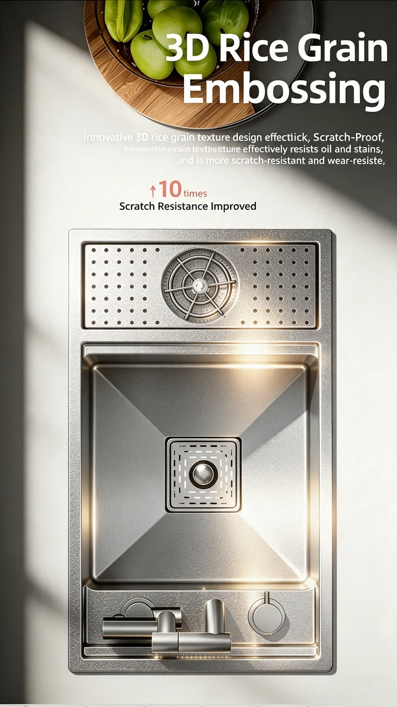 Cup Washer Hidden Bar Sinks With Lid MultifunctionalStainless Steel Kitchen Sink Single Slot Undermount Bowl