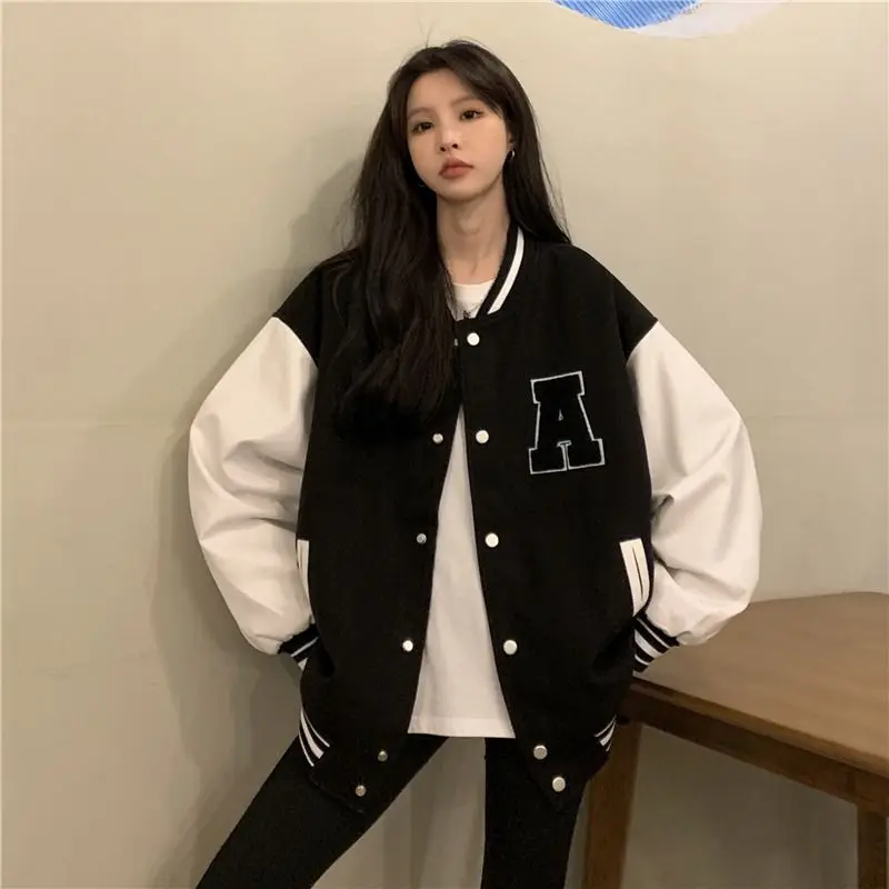 Imagem -02 - Deeptown-jaqueta Feminina de Beisebol Moda Harajuku Streetwear Coreana Jaquetas Bomber Uniforme de Casal Cabolsas Grandes Femininos