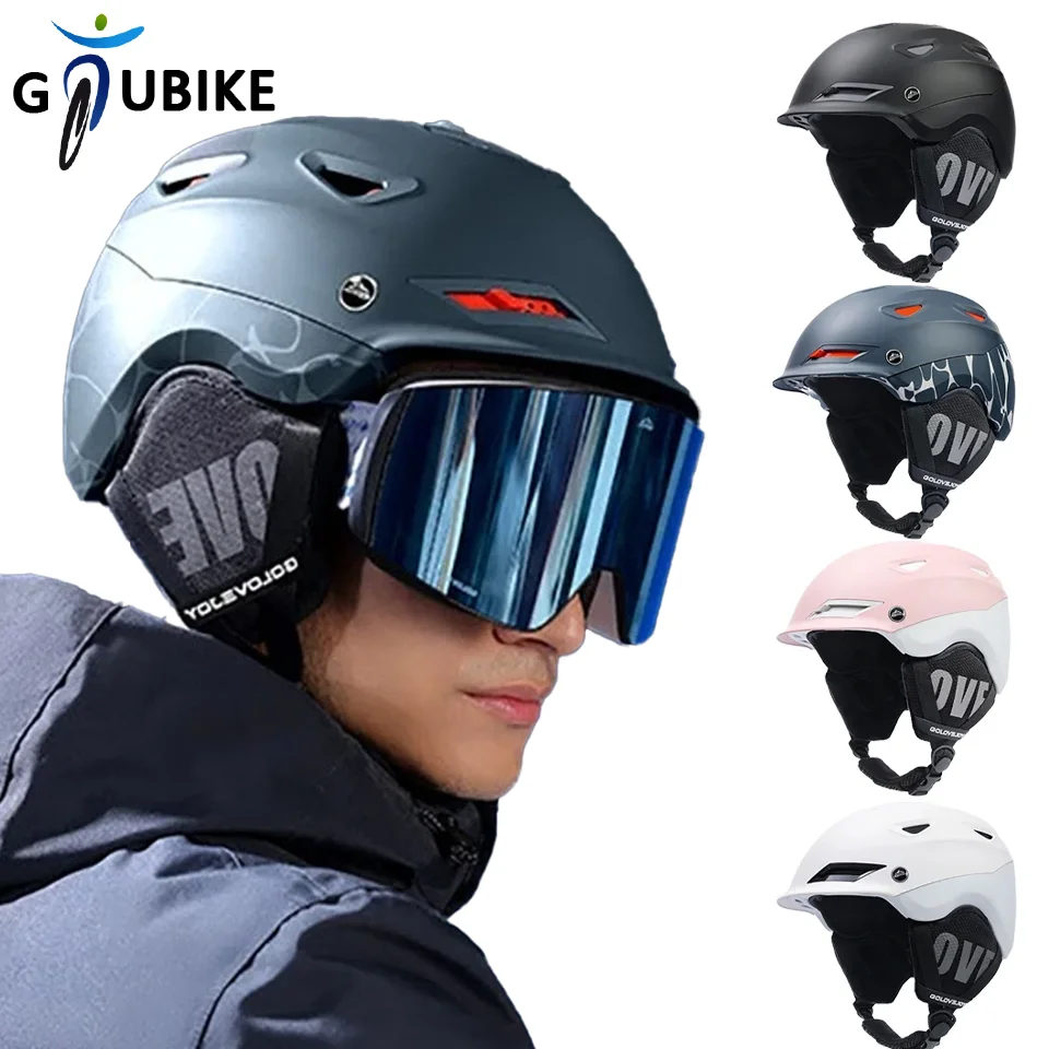 GTUBIKE Ski Helmet Women Men Outdoor Sports Warm Cycling Motorcycle Insulation Collision Protect Gear Double Board Skiing Equip