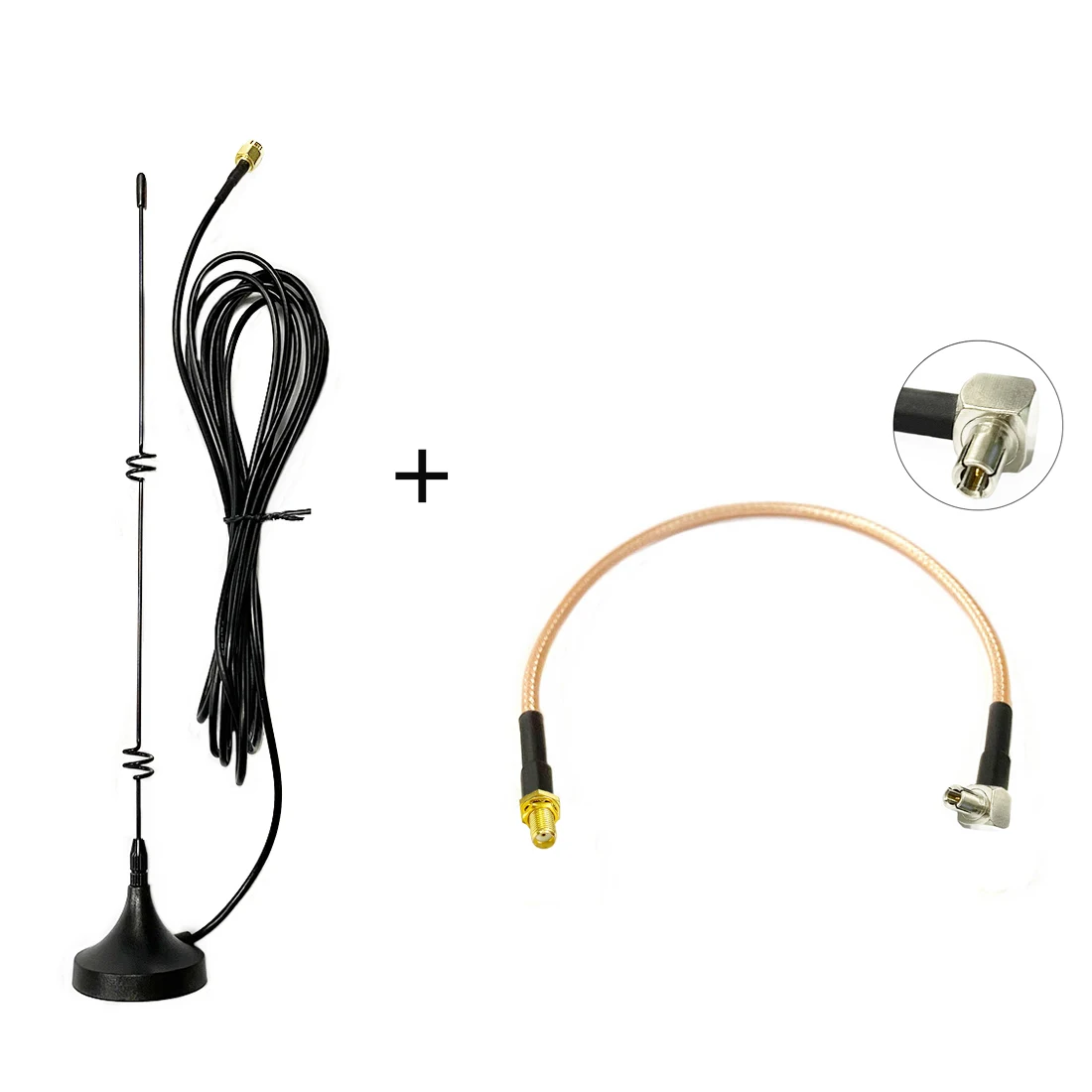 

4G 3G GSM Antenna 6dbi High Gain Magnetic Base with 3meters Cable SMA Male +SMA Female Connector to TS9 Male RG316 Cable 15cm