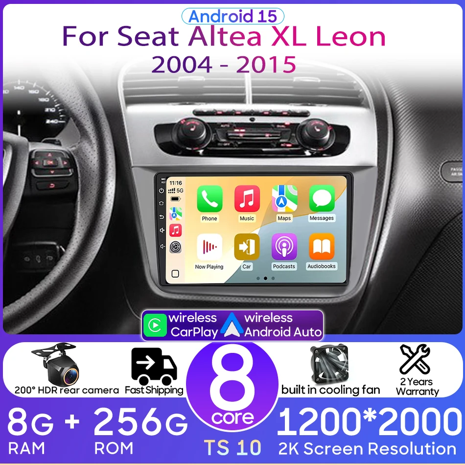 

Автомагнитола Android 15 для Seat Altea XL Toledo 2004-2015, мультимедийный плеер, GPS-навигация, беспроводной CarPlay, автомагнитола с Wi-Fi