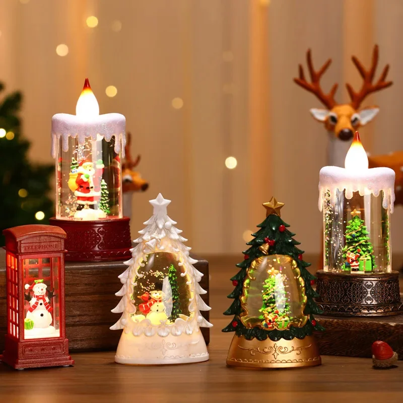 Christmas Luminous Candle Lights Creative Wind Lights Night Decorations Santa Claus Children Gifts Window Display Decorations