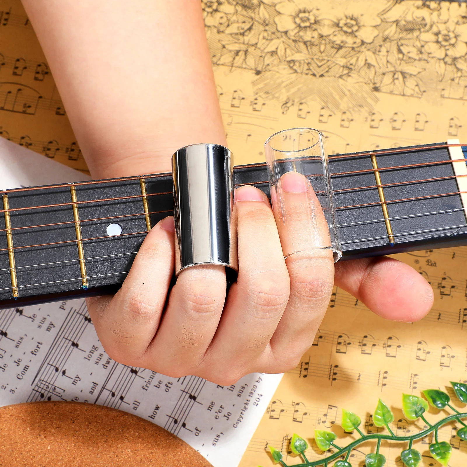 

2Pcs Guitar Slide Medium Bottleneck Glass Stainless Steel Slide for Bass Clear Bright Sound Excellent Intonation