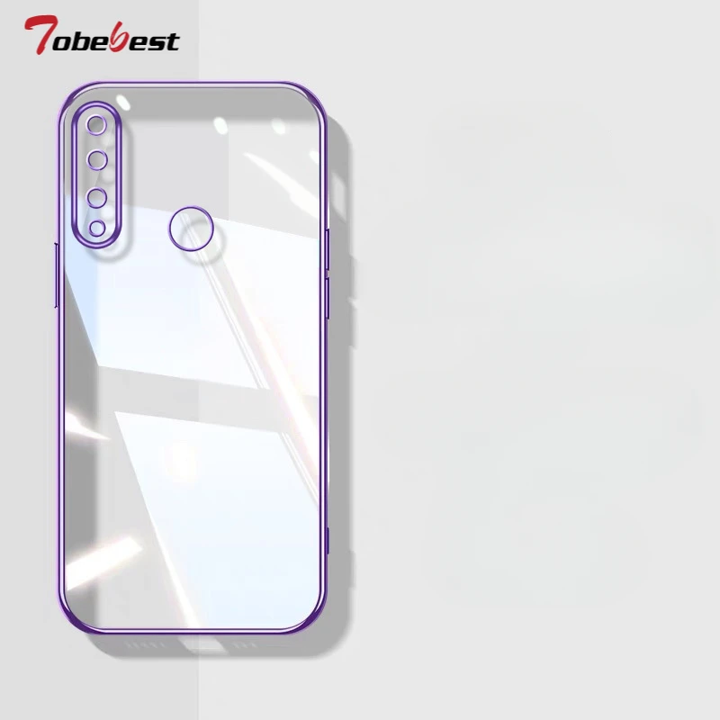 Прозрачный силиконовый чехол с покрытием для Huawei Y9 Prime Y7 2019 Y6P Y7A, квадратная рамка, мягкая задняя крышка