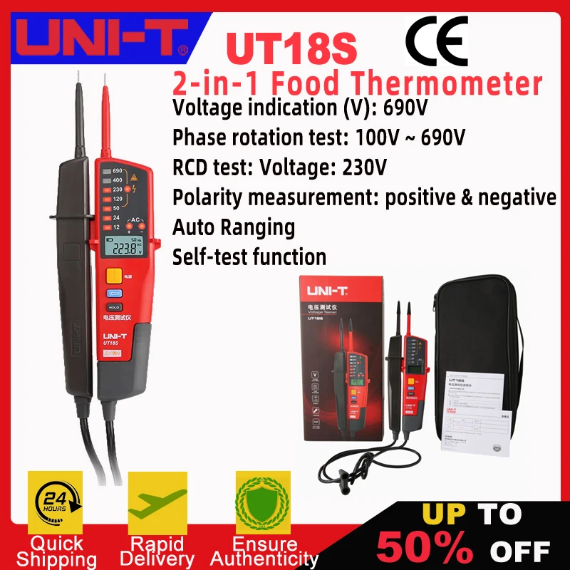 UNI-T UT18S handheld Voltage and Continuity Tester 3-phase voltage and phase sequence On-Off Test RCD Tester