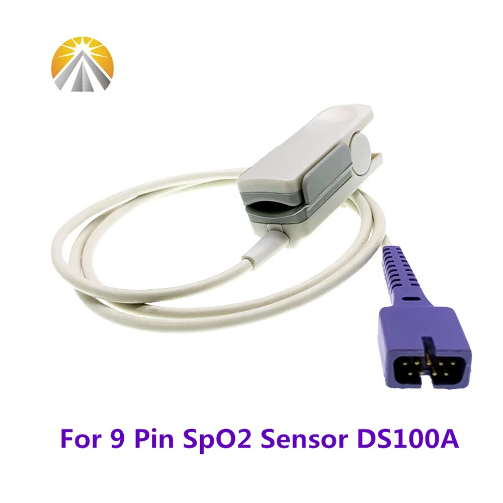 DS100A 9 Pin Reusable SpO2 Sensor 0.9 Meter with Oxi Tech Adult Pediatric Child Neonate Size Multi Brand Patient Monitor