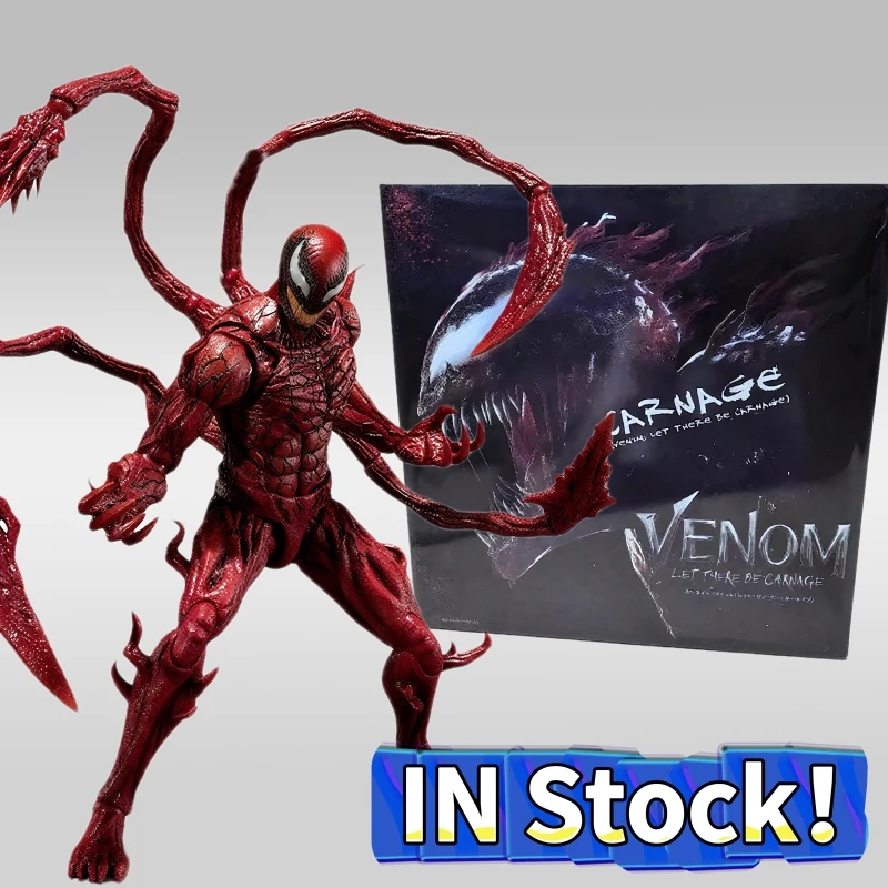 

SHF Venom Series Carnage Action Figure Red Venom Figurine Change Face Statue Model Doll Collectible Kids for Toy Gift