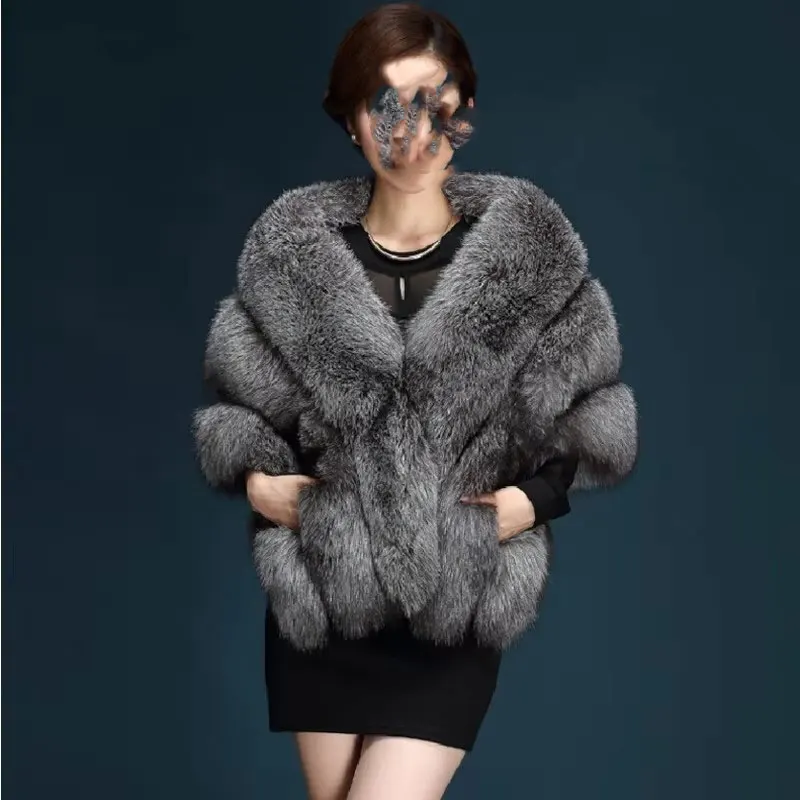 Imitation Fox Fur Shawl for Women,Cloak,Wedding Cloak,Dress Qipao Cape Coat,Warm Wool Cloak,Cardigan Poncho,Autumn and Winter