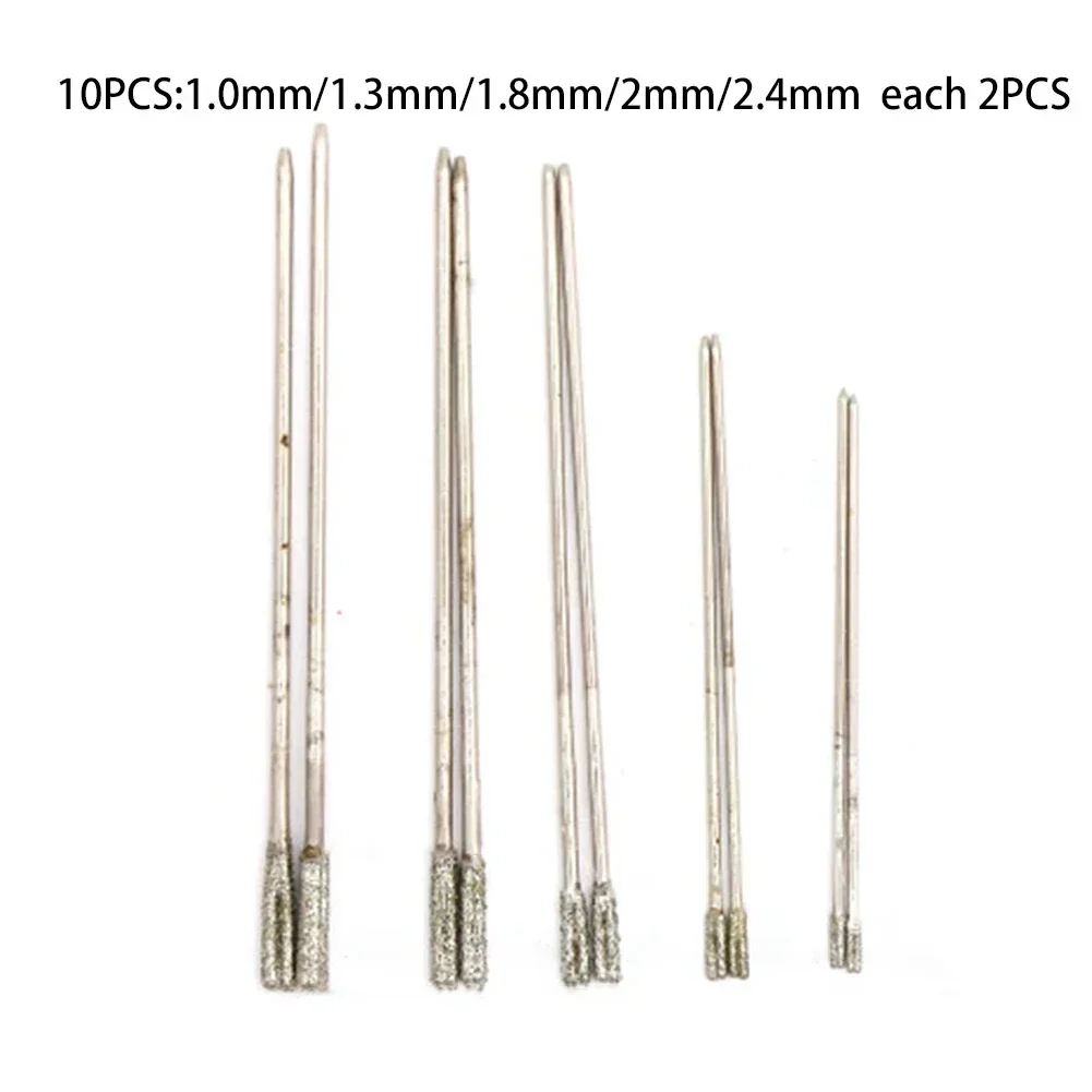 Diamante Revestido Broca Conjunto Derrubado Broca para Jade Ágata Pedra Jóias Perfuração de Vidro Buraco Viu 1.22.4 mm 10 Peças