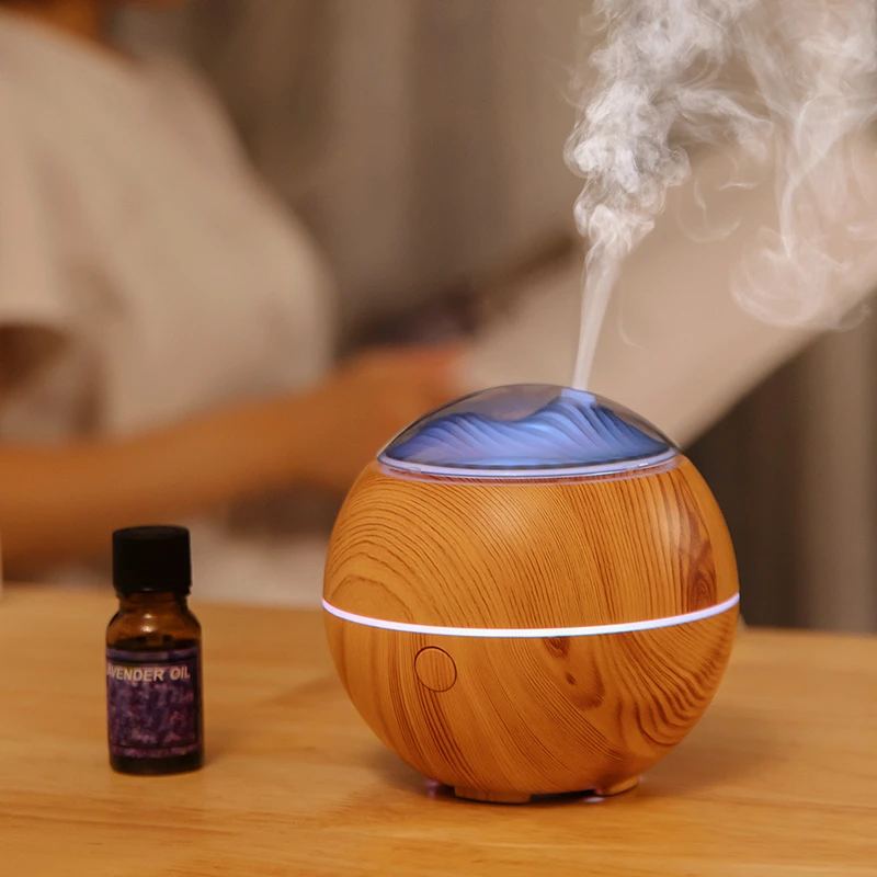 100ml Mini USB Aromatherapy Diffuser Ultrasonic Air Humidifier with Colorful Lights Wood Grain Essential Oil Diffuser Mist Maker